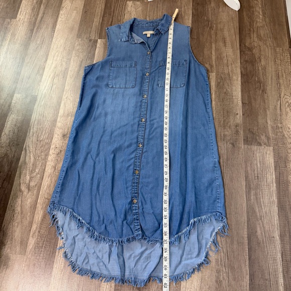 Appraisal Sleeveless Button-Front Denim Shirt Dress - Blue - Picture 13 of 13